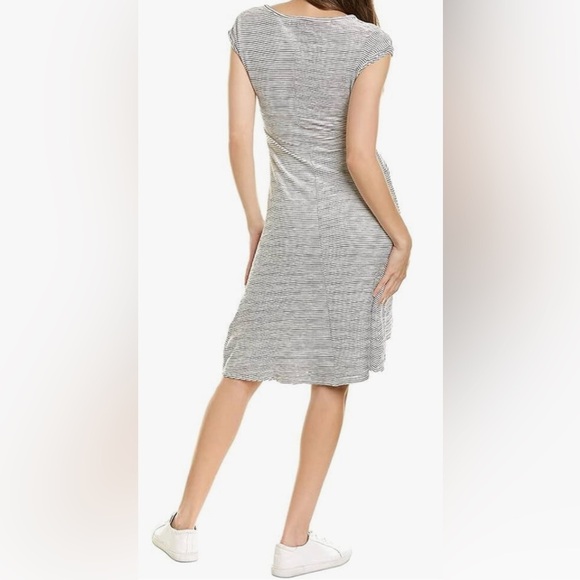 Max Studio Stripe Knit Cap Sleeve Asymmetrical Dress - NWT - Size L - Picture 2 of 11